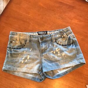 thrill dungaree short shorts with